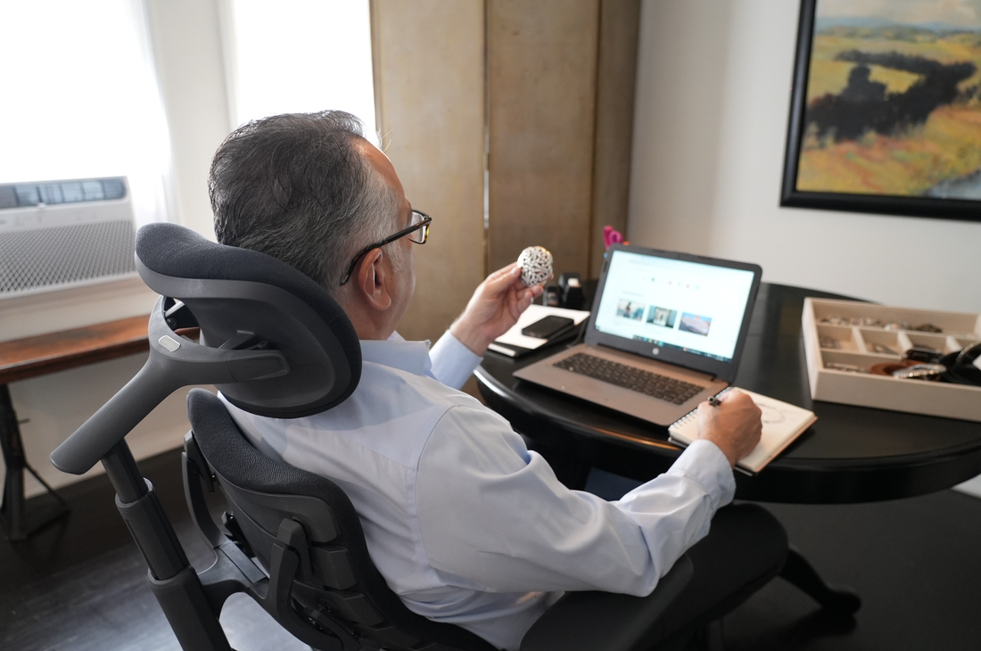 Remote work posture setup with ergonomic chair and footrest